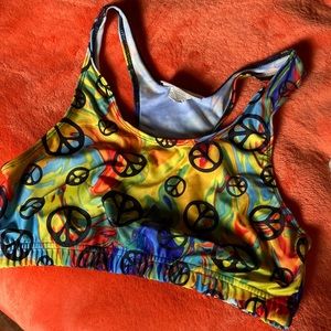 Vintage Peace Sign Sports Bra